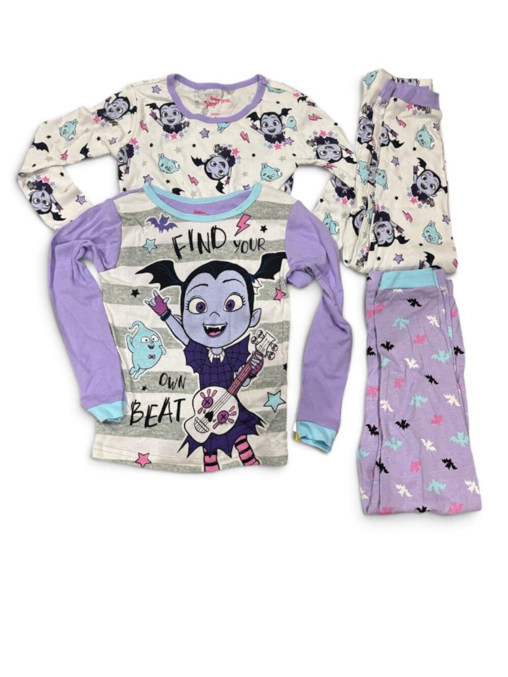 Disney Vampirina Girls 4-Piece Pajama Set – 2 Tops & 2 Pants Purple Character PJ